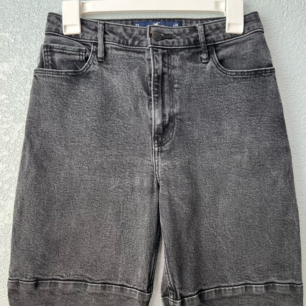 Hollister Ultra High Rise Dad Jean Black Patch Panel W28 L29 Vintage Stretch - Picture 4 of 4